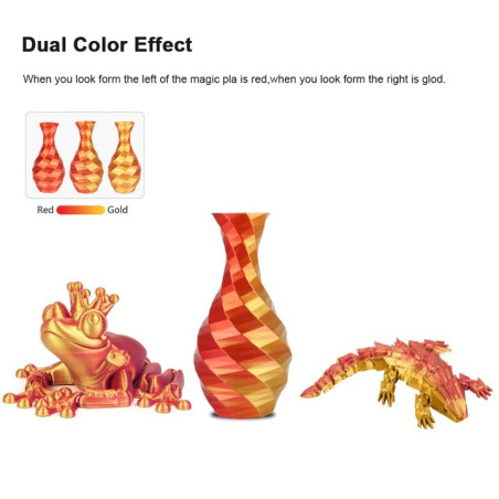 Créez des Impressions 3D Vibrantes avec le Filament Bicolore Silk PLA Rouge et Or de Mingda