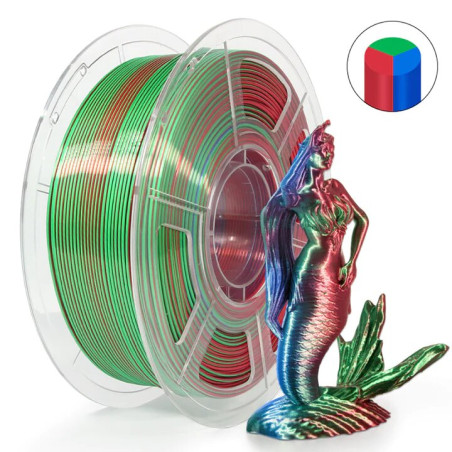 Filament 3D PLA Silk Tricolore Mingda : L'essentiel pour les adeptes de l'impression 3D.