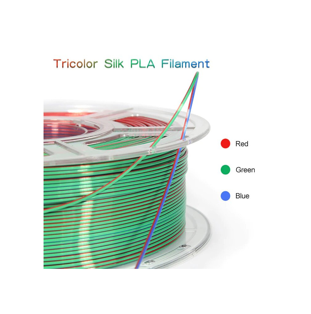 Filament 3d Pla Silk Tricolore Rougevertbleu Mingda Haute Qualité 2932