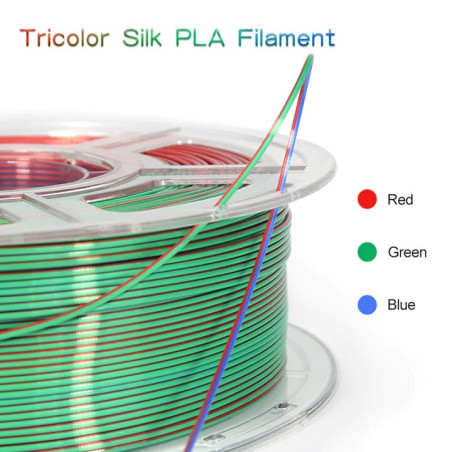 PLA Silk Tricolore Rouge/Vert/Bleu Mingda : Le choix polyvalent pour vos créations 3D.