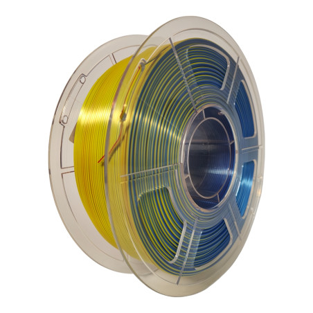 Immerse yourself in a colorful fusion with Mingda's Blue/Yellow/Red Silk Tricolor PLA 3D Filament.