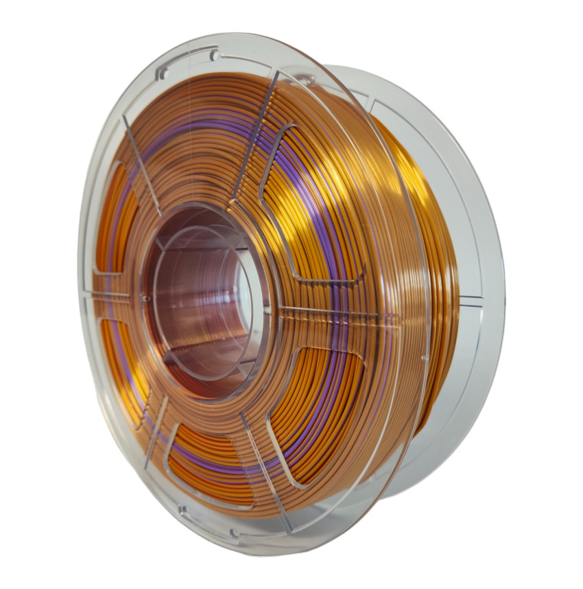Discover infinite elegance with the Mingda Tricolor Copper/Purple/Gold 3D PLA Filament, a visual symphony