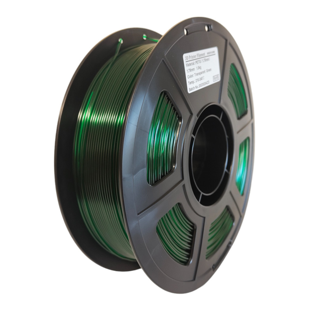 PETG Filament Transparent Green: Natural shine for your 3D creations.