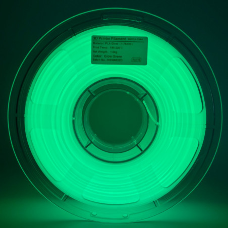 Transformez vos créations avec le Filament 3D PLA Phosphorescent Vert de Mingda, brillant intensément