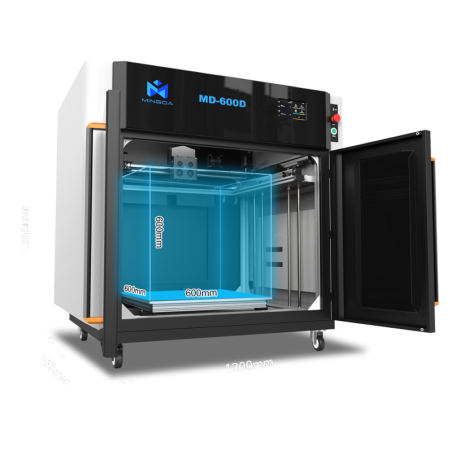Explorez des projets XXL avec la Mingda MD-600D, une imprimante 3D FDM Pro offrant un volume d'impression colossal.