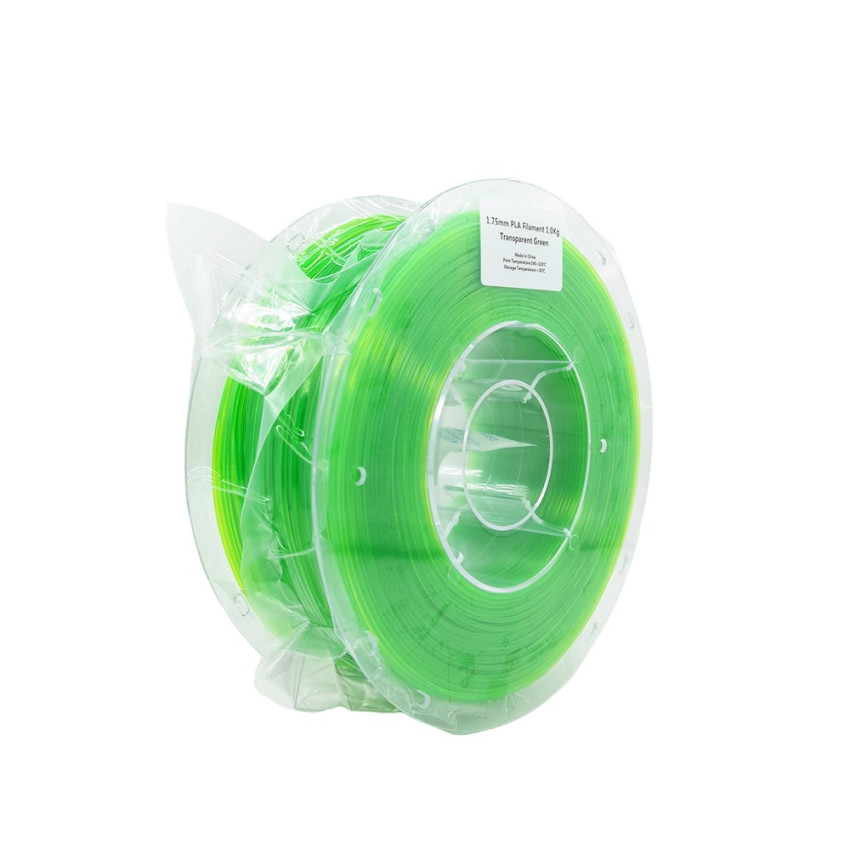Transparent Green PLA Filament Lefilament3D: The color of nature for your 3D creations.