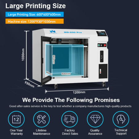 Mingda MD 600 PRO Imprimante Industrielle 3D à Grande Échelle FDM énorme volume d'impression géante