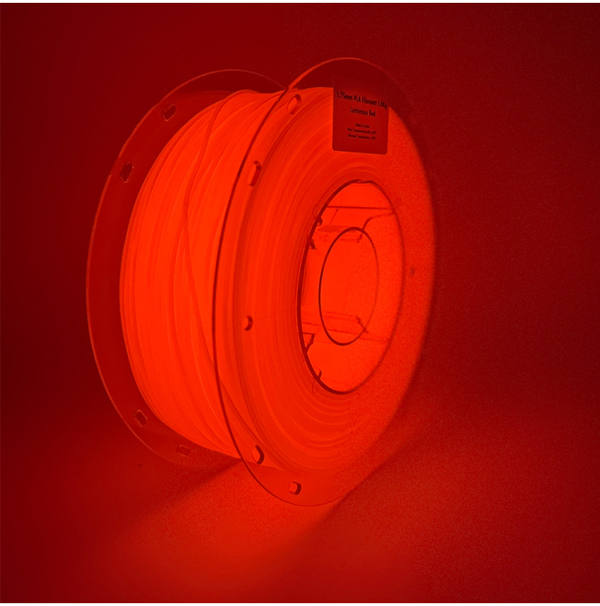 Filament 3D PLA Rouge Phosphorescent Lefilament3D absorbe la lumière et éclaire dans le noir