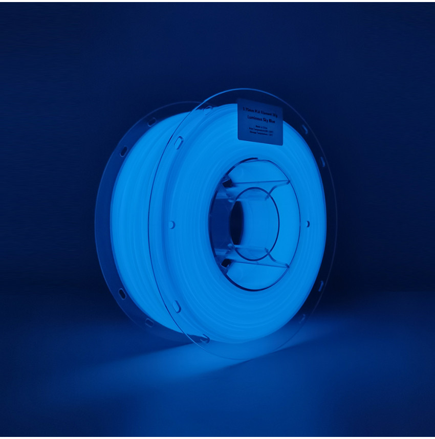 Filament 3D PLA Bleu Ciel Phosphorescent de haute qualité.