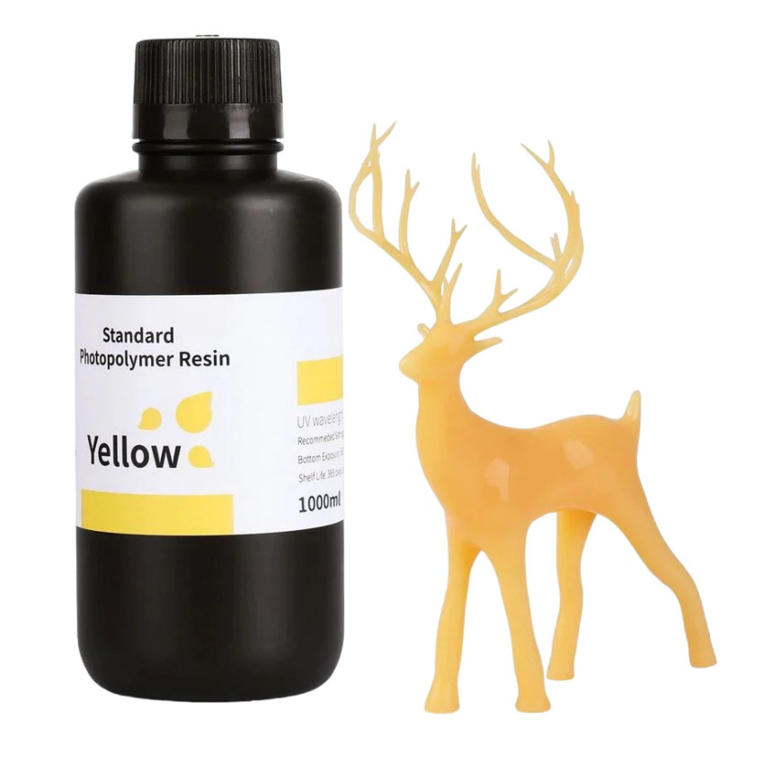 Elegoo Standard UV Resin Yellow 1L Photopolymer, Elegoo SLA Print, Anycubic, Creality