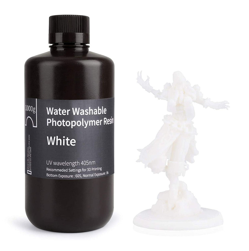 White Water Washable White Resin for Water Washable 3D Printer Compatible with SLA LCD LED printer Elegoo printers